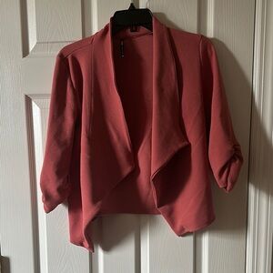 Stylish Red Open Front Blazer size M